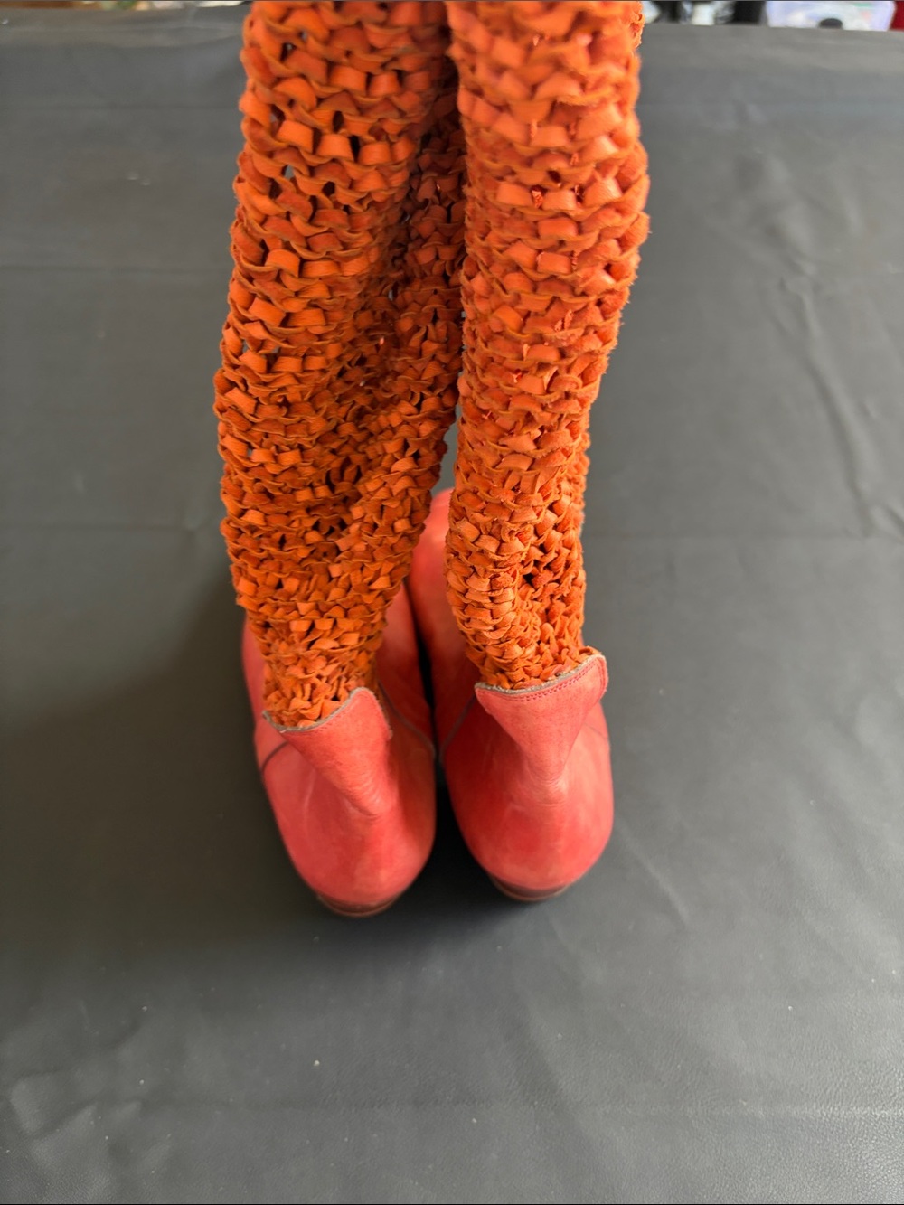 Russell & Bromley Coral Woven Knee High Leather Boots EU 39 Made Italy - Picture 6 of 9